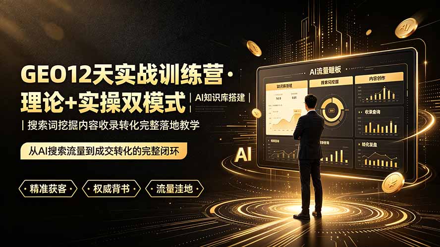 GEO12天实战训练营·理论+实操双模式｜AI知识库搭建｜搜索词挖掘内容收录转化完整落地教学采购|汽车产业|汽车配件|机加工企业家交流社群中心
