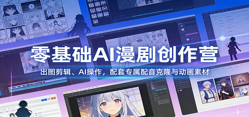 零基础AI漫剧创作营：出图剪辑、AI操作，配套专属配音克隆与动画素材采购|汽车产业|汽车配件|机加工蚂蚁智酷企业交流社群中心