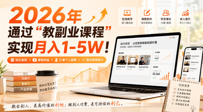 2026年通过“教副业课程”实现月入1-5W!毫无保留的全部教给你,长期稳定【揭秘】采购|汽车产业|汽车配件|机加工企业家交流社群中心