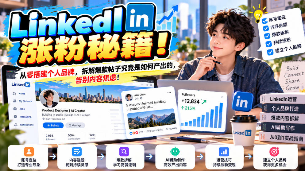 LinkedIn涨粉秘籍!从零搭建个人品牌,拆解爆款帖子究竟是如何产出的,告别内容焦虑!【原创双语字幕】采购|汽车产业|汽车配件|机加工企业家交流社群中心