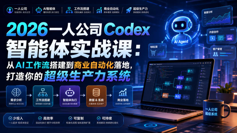 2026一人公司Codex智能体实战课:从AI工作流搭建到商业自动化落地,打造你的超级生产力系统采购|汽车产业|汽车配件|机加工企业家交流社群中心