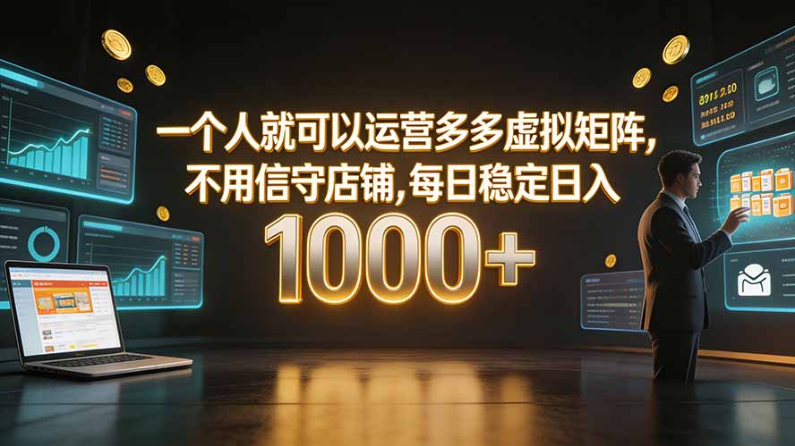 一个人就可以运营多多虚拟矩阵，不用值守店铺，每日稳定日入 1000+采购|汽车产业|汽车配件|机加工企业家交流社群中心