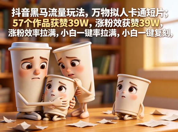 抖音黑马流量玩法，万物拟人卡通短片，57个作品获赞39W，涨粉效率拉满，小白一键复刻，保姆级拆解采购|汽车产业|汽车配件|机加工企业家交流社群中心
