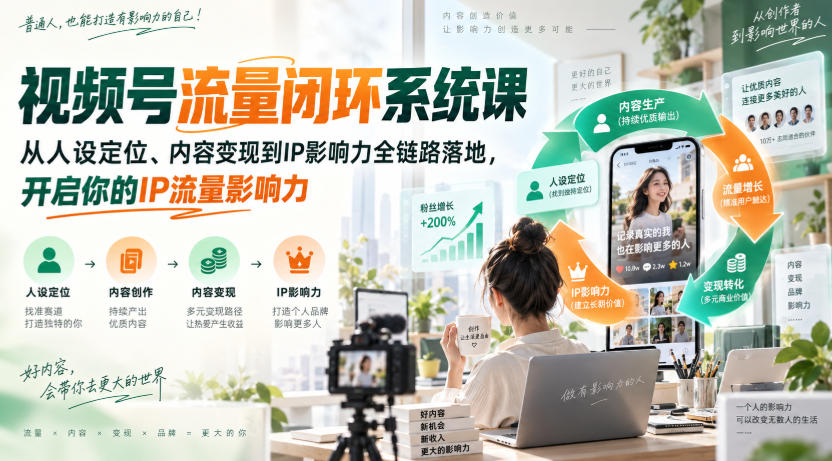 视频号流量闭环系统课,从人设定位、内容变现到IP影响力全链路落地,开启你的IP流量影响力采购|汽车产业|汽车配件|机加工企业家交流社群中心