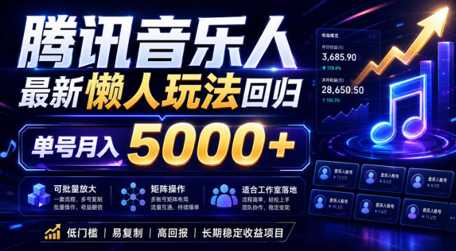 2026腾讯音乐人懒人项目,全自动无脑挂G,单号月入5000+,可批量放大矩阵,适合工作室落地【揭秘】采购|汽车产业|汽车配件|机加工企业家交流社群中心