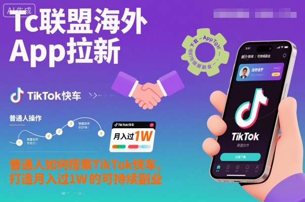 Tc联盟海外App拉新：普通人如何搭乘TikTok快车，打造月入过1W的可持续副业采购|汽车产业|汽车配件|机加工蚂蚁智酷企业交流社群中心