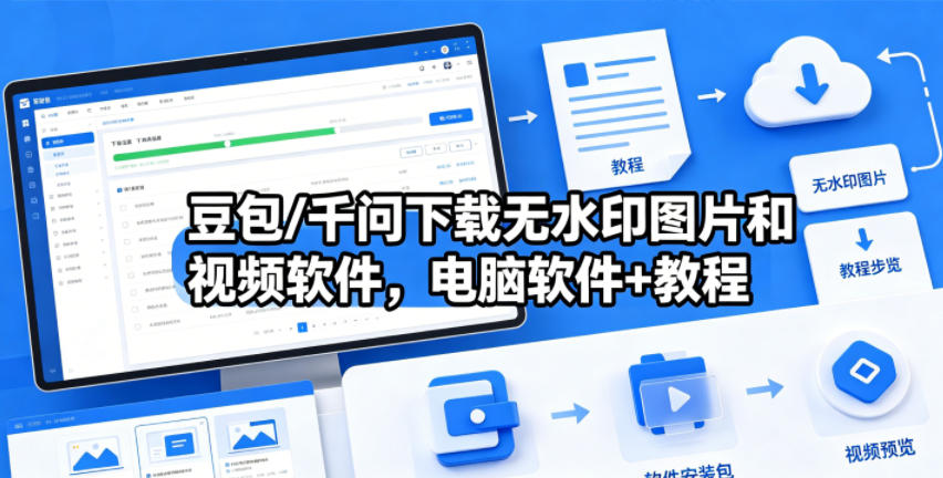 豆包/千问下载无水印图片和视频软件,电脑软件+教程采购|汽车产业|汽车配件|机加工企业家交流社群中心