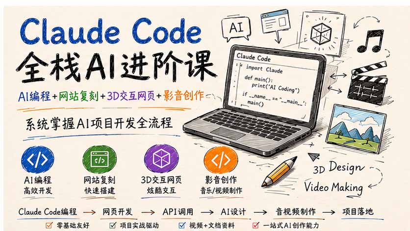 Claude Code全栈AI进阶课-更新；AI编程+网站复刻+3D交互网页+影音创作，系统掌握AI项目开发全流程采购|汽车产业|汽车配件|机加工企业家交流社群中心