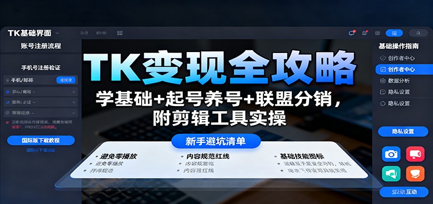 TK变现全攻略：学基础+起号养号+联盟分销，附剪辑工具实操采购|汽车产业|汽车配件|机加工蚂蚁智酷企业交流社群中心