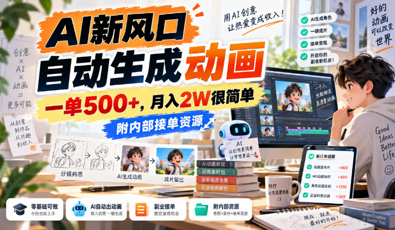 AI新风口，自动生成动画，一单500+，月入2W很简单，附内部接单资源【揭秘】采购|汽车产业|汽车配件|机加工企业家交流社群中心