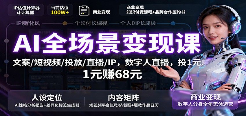 AI全场景变现课:文案/短视频/投放/直播/IP,数字人直播,投1元赚68元采购|汽车产业|汽车配件|机加工蚂蚁智酷企业交流社群中心