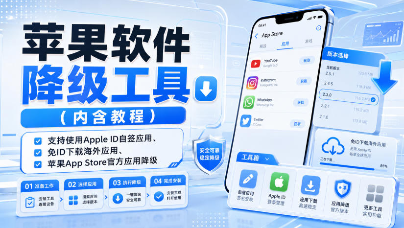 苹果软件降级工具(内含教程)，支持使用Apple ID自签应用、免ID下载海外应用、苹果App Store官方应用降级等采购|汽车产业|汽车配件|机加工企业家交流社群中心