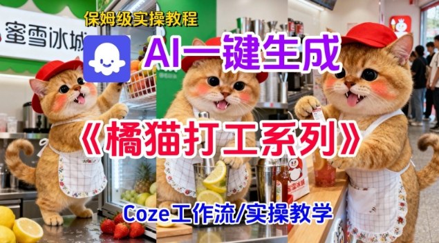 Coze扣子工作流一键生成胖橘猫打工短视频，保姆级实操搭建教学采购|汽车产业|汽车配件|机加工蚂蚁智酷企业交流社群中心