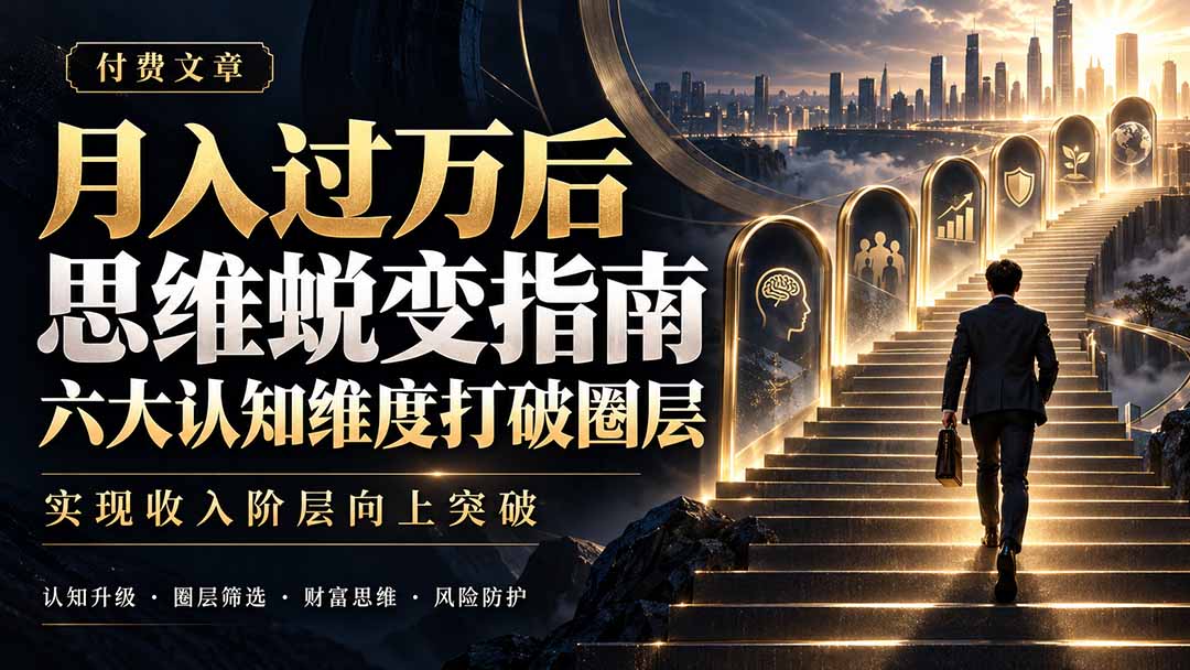 付费文章：月入过万后思维蜕变指南，六大认知维度打破圈层，实现收入阶层向上突破采购|汽车产业|汽车配件|机加工企业家交流社群中心
