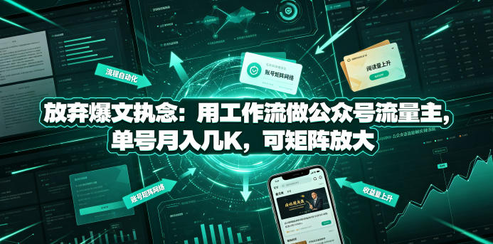 放弃爆文执念：用工作流做公众号流量主，单号月入几K，可矩阵放大采购|汽车产业|汽车配件|机加工企业家交流社群中心