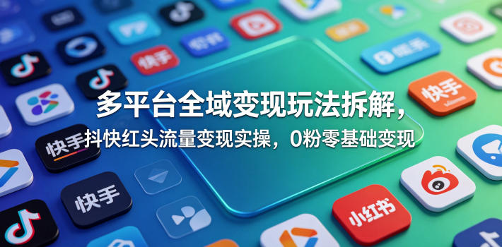 多平台全域变现玩法拆解，抖快红头流量变现实操，0粉零基础变现采购|汽车产业|汽车配件|机加工企业家交流社群中心