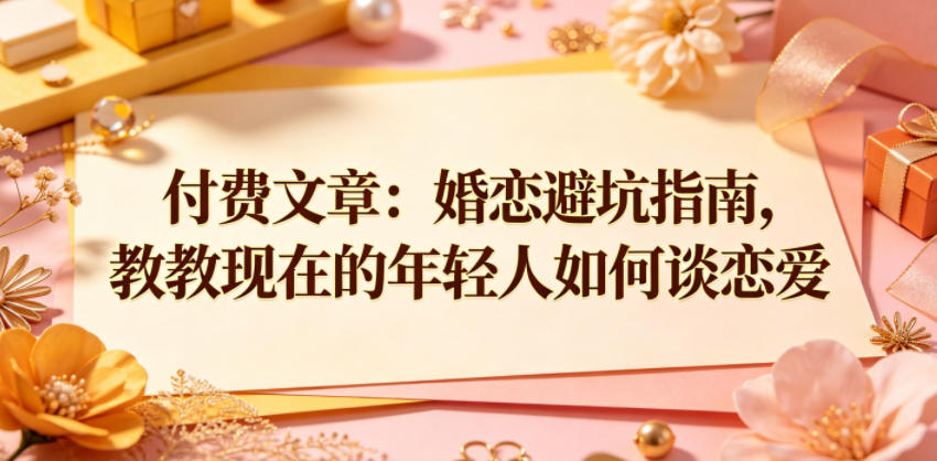 付费文章：婚恋避坑指南，教教现在的年轻人如何谈恋爱采购|汽车产业|汽车配件|机加工企业家交流社群中心