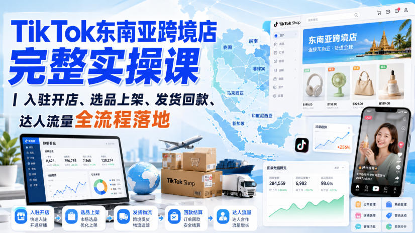 TikTok东南亚跨境店完整实操课｜入驻开店、选品上架、发货回款、达人流量全流程落地采购|汽车产业|汽车配件|机加工企业家交流社群中心