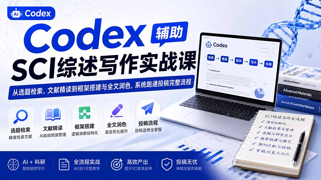 Codex辅助SCI综述写作实战课——从选题检索、文献精读到框架搭建与全文润色，系统跑通投稿完整流程采购|汽车产业|汽车配件|机加工企业家交流社群中心