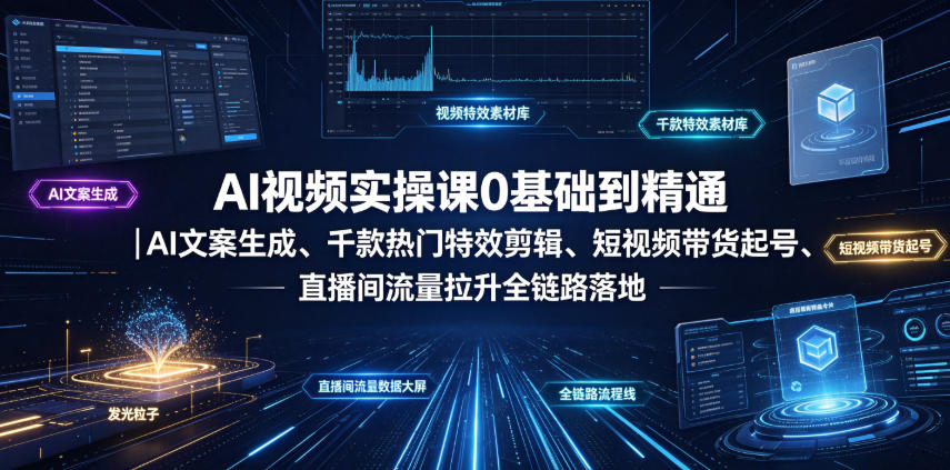 AI视频实操课0基础到精通｜AI文案生成、千款热门特效剪辑、短视频带货起号、直播间流量拉升全链路落地采购|汽车产业|汽车配件|机加工企业家交流社群中心