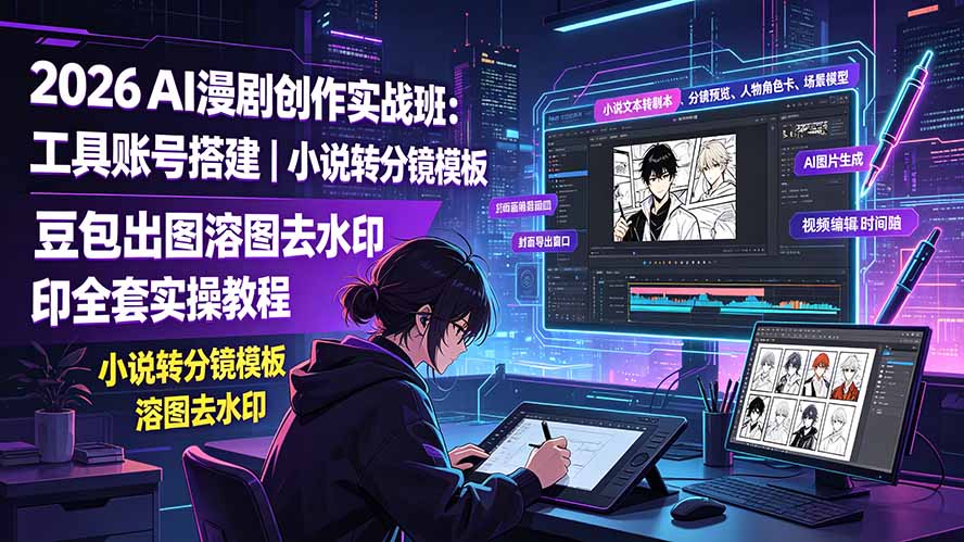2026AI漫剧创作实战班:工具账号搭建|小说转分镜模板|豆包出图溶图去水印全套实操教程采购|汽车产业|汽车配件|机加工企业家交流社群中心