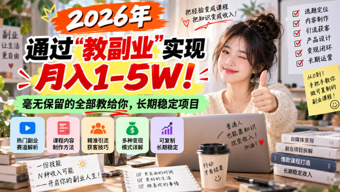 2026年通过“教副业”实现月入1-5W！毫无保留的全部教给你，长期稳定项目【揭秘】采购|汽车产业|汽车配件|机加工企业家交流社群中心