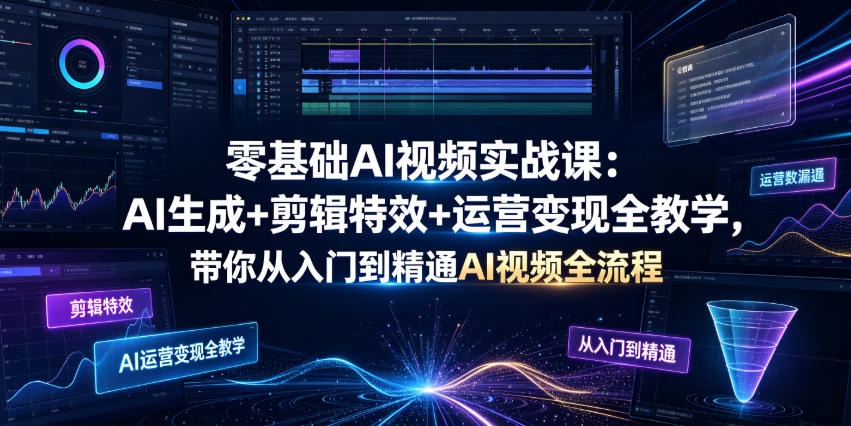 零基础AI视频实战课：AI生成+剪辑特效+运营变现全教学，带你从入门到精通AI视频全流程采购|汽车产业|汽车配件|机加工企业家交流社群中心
