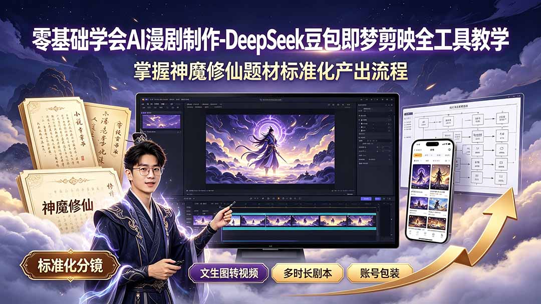 零基础学会AI漫剧制作-DeepSeek豆包即梦剪映全工具教学，掌握神魔修仙题材标准化产出流程采购|汽车产业|汽车配件|机加工企业家交流社群中心