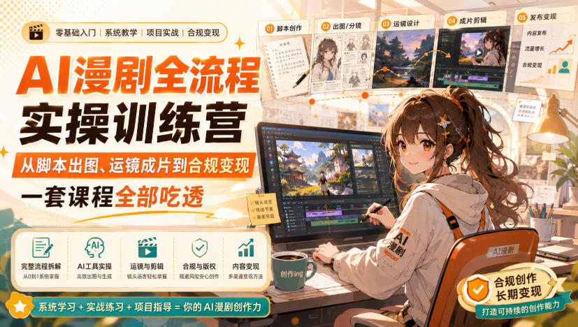 AI漫剧全流程实操训练营，从脚本出图、运镜成片到合规变现，一套课程全部吃透采购|汽车产业|汽车配件|机加工企业家交流社群中心