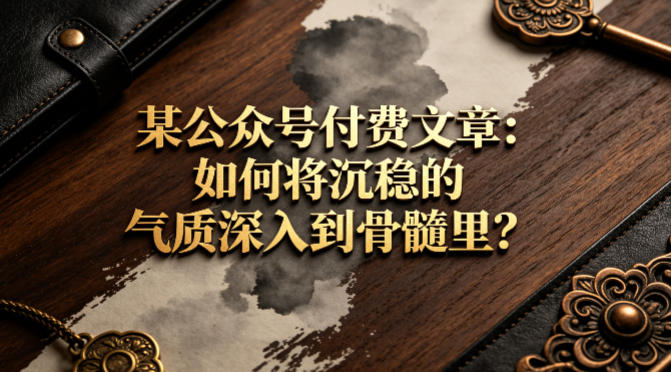 某公众号付费文章：如何将沉稳的气质深入到骨髓里？采购|汽车产业|汽车配件|机加工企业家交流社群中心