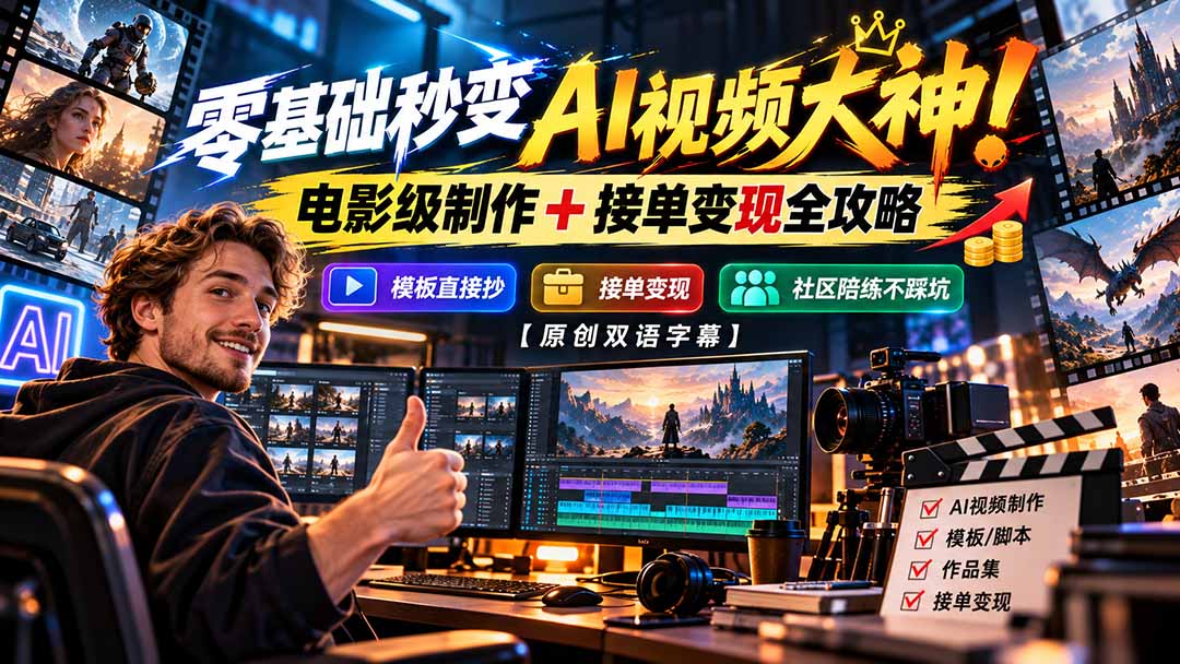 零基础秒变AI视频大神！电影级制作 + 接单变现全攻略，模板直接抄，社区陪练不踩坑【原创双语字幕】采购|汽车产业|汽车配件|机加工企业家交流社群中心