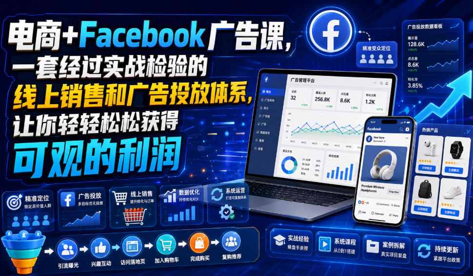 电商+Facebook广告课，一套经过实战检验的线上销售和广告投放体系，让你轻轻松松获得可观的利润【原创双语字幕】采购|汽车产业|汽车配件|机加工企业家交流社群中心