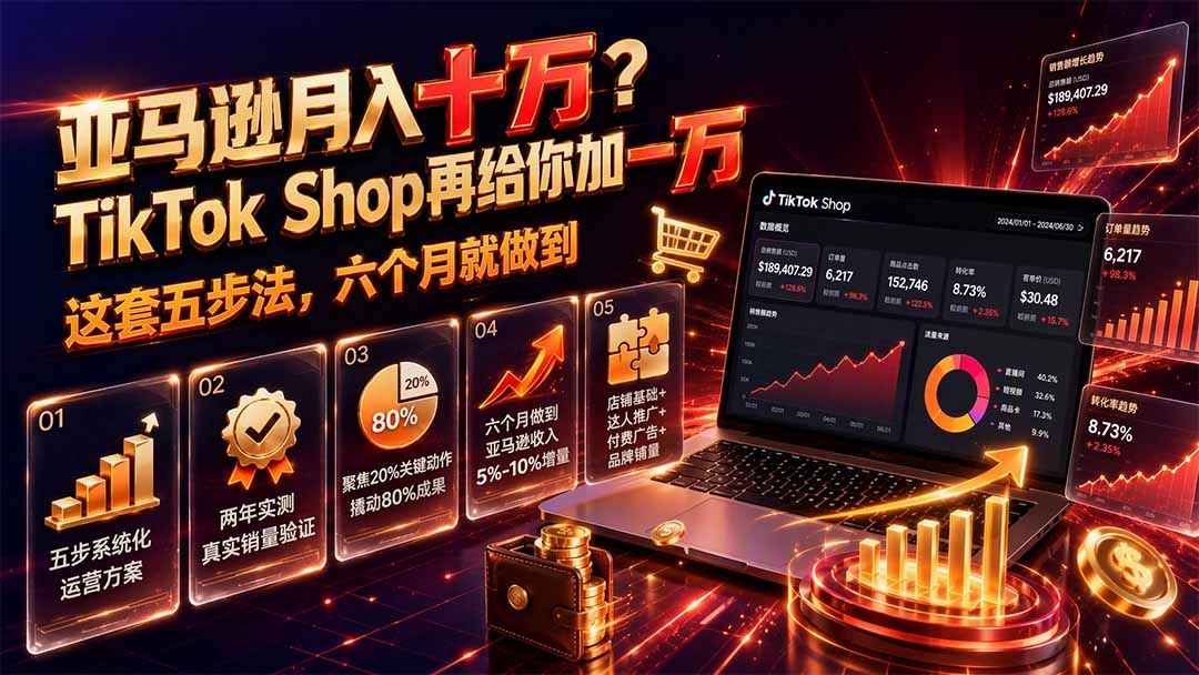 亚马逊月入十万？TikTok Shop再给你加一万——这套五步法，六个月就做到【原创双语字幕】采购|汽车产业|汽车配件|机加工企业家交流社群中心