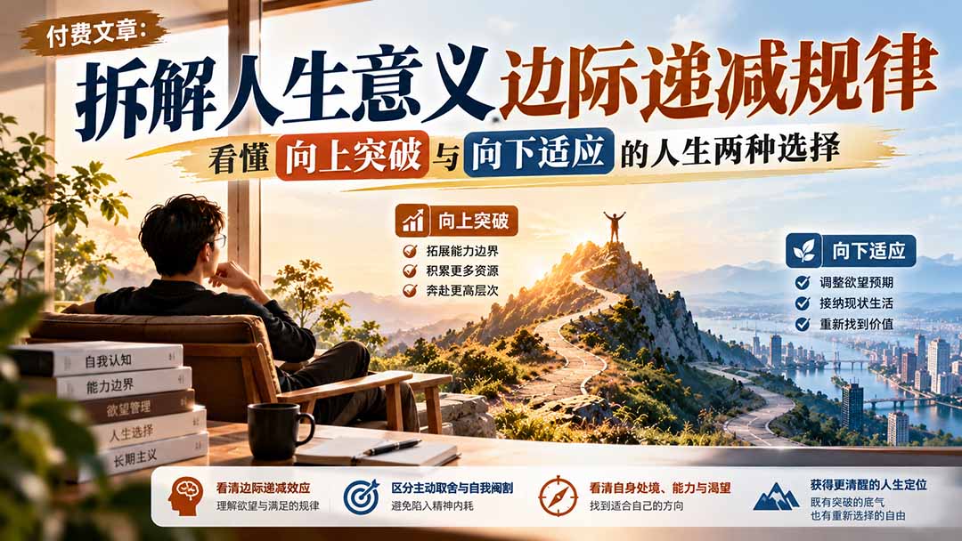 付费文章：拆解人生意义边际递减规律，看懂向上突破与向下适应的人生两种选择采购|汽车产业|汽车配件|机加工企业家交流社群中心