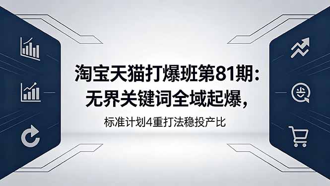 淘宝天猫打爆班第81期：无界关键词全域起爆，标准计划4重打法稳投产比采购|汽车产业|汽车配件|机加工企业家交流社群中心