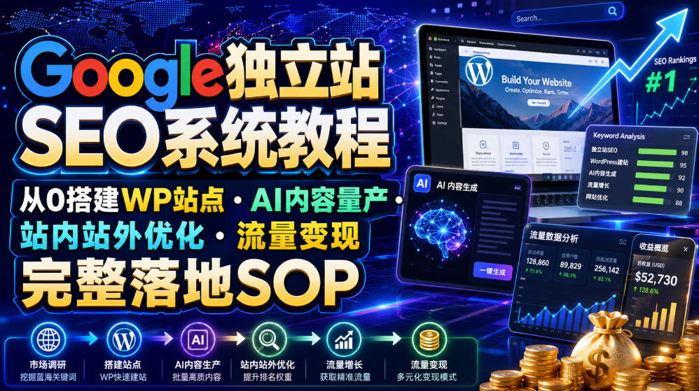Google独立站SEO系统教程，从0搭建WP站点・AI内容量产・站内站外优化・流量变现完整落地SOP(2026年7月)采购|汽车产业|汽车配件|机加工企业家交流社群中心