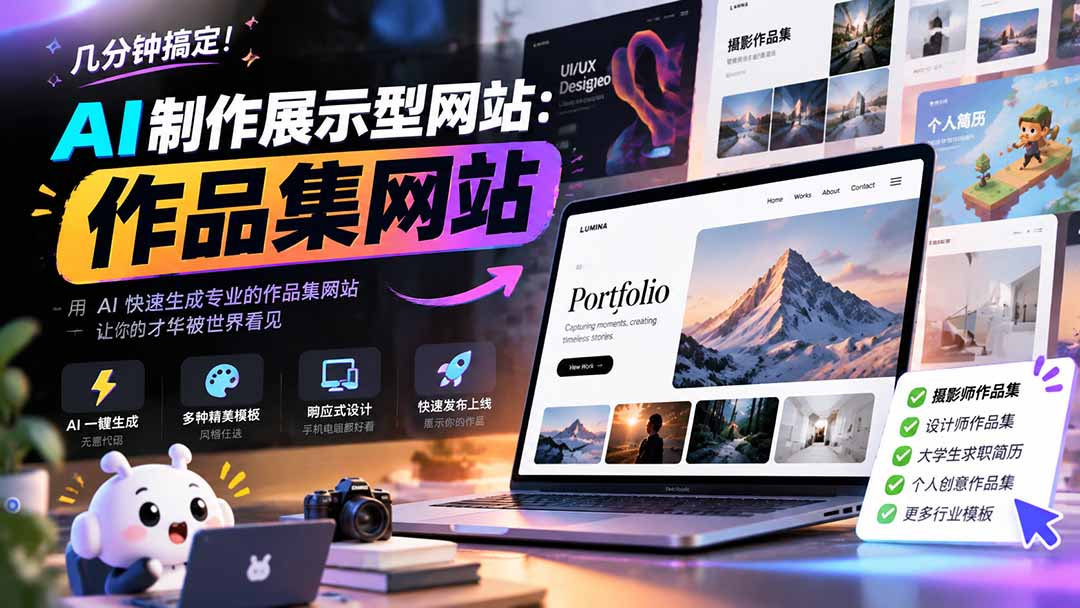 几分钟搞定，AI制作展示型网站制作：作品集网站，用AI快速生成专业的作品集网站，接单变现！采购|汽车产业|汽车配件|机加工企业家交流社群中心