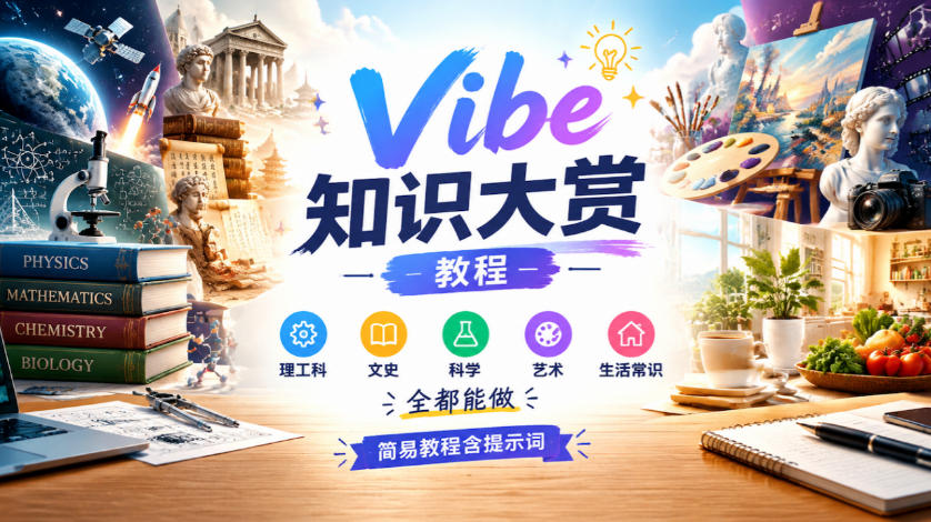 Vibe知识大赏教程，理工科、文史、科学、艺术、生活常识全都能做，简易教程含提示词(更新1025)采购|汽车产业|汽车配件|机加工企业家交流社群中心