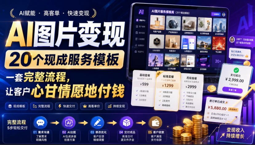 AI图片变现,20个现成服务模板,一套完整流程,让客户心甘情愿地付钱【原创双语字幕】采购|汽车产业|汽车配件|机加工企业家交流社群中心