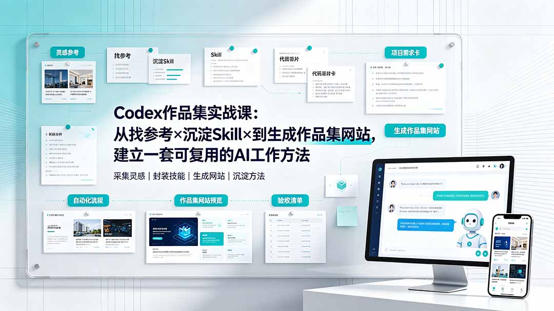 Codex作品集实战课：从找参考×沉淀Skill×到生成作品集网站，建立一套可复用的AI工作方法采购|汽车产业|汽车配件|机加工企业家交流社群中心
