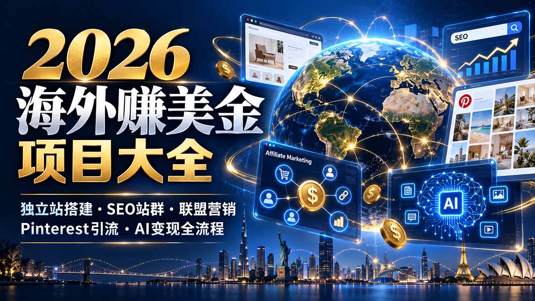 2026海外赚美金项目大全：独立站搭建、SEO站群、联盟营销、Pinterest引流与AI变现全流程采购|汽车产业|汽车配件|机加工企业家交流社群中心