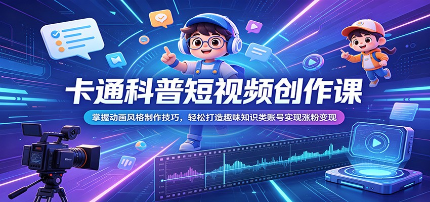 卡通科普短视频创作课：掌握动画风格制作技巧，轻松打造趣味知识类账号实现涨粉变现采购|汽车产业|汽车配件|机加工企业家交流社群中心