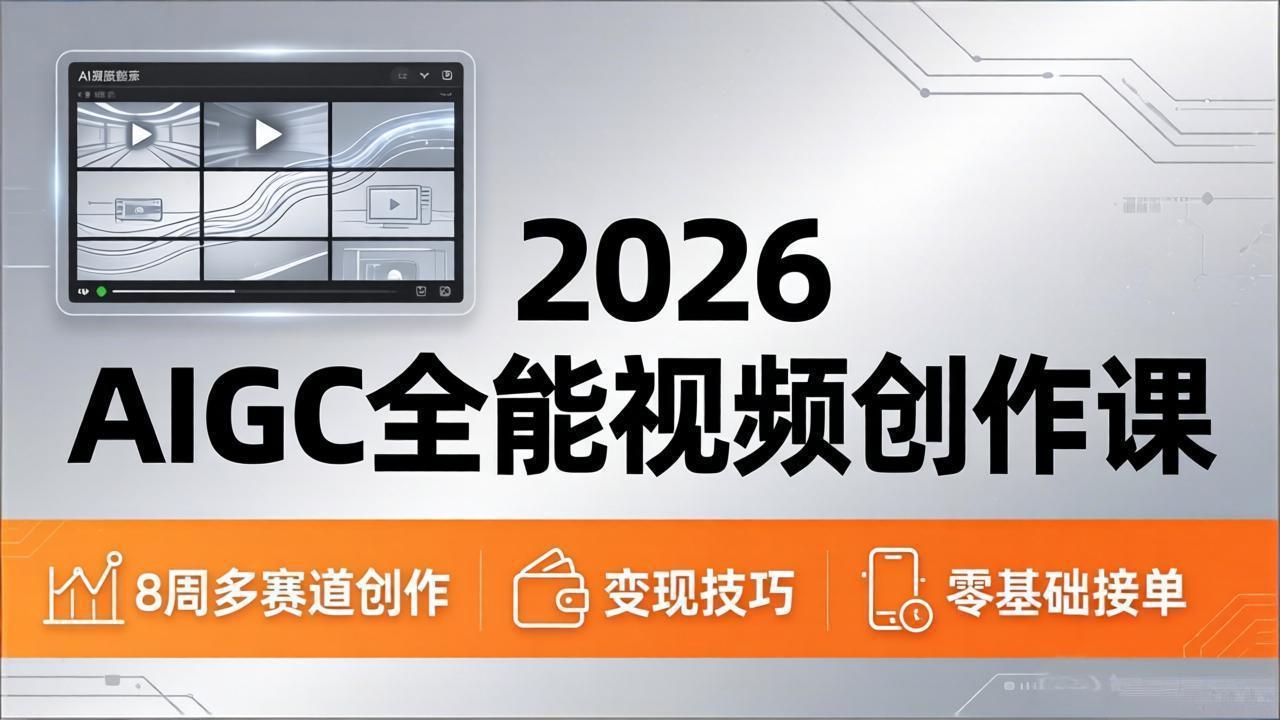 2026AIGC全能视频创作课，8周吃透多赛道创作+变现，零基础也能高效出片接单采购|汽车产业|汽车配件|机加工企业家交流社群中心