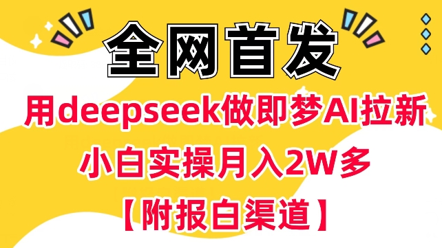 用deepseek做即梦Ai拉新 小白实操月入过W+【附报白渠道】采购|汽车产业|汽车配件|机加工蚂蚁智酷企业交流社群中心