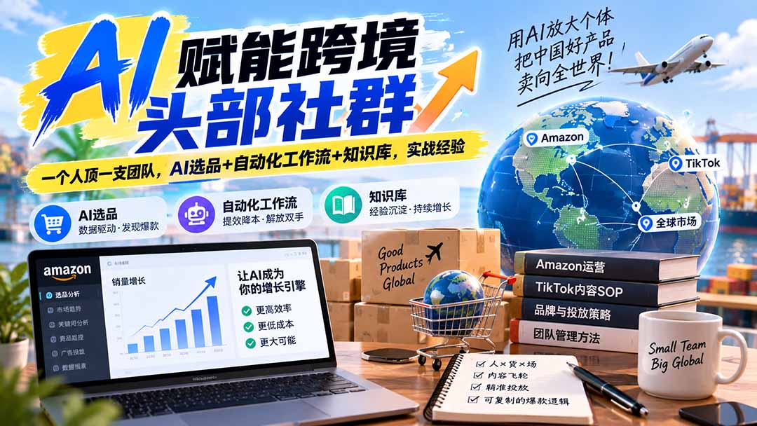 AI赋能跨境头部社群-更新1023：一个人顶一支团队，AI选品+自动化工作流+知识库，实战经验采购|汽车产业|汽车配件|机加工企业家交流社群中心