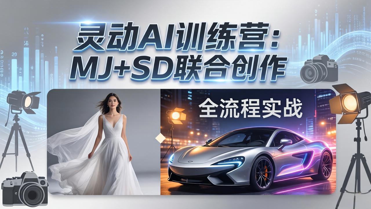 灵动AI训练营-3.0课程：MJ+SD联合创作，从婚纱大片到汽车广告，摄影后期全流程实战采购|汽车产业|汽车配件|机加工企业家交流社群中心
