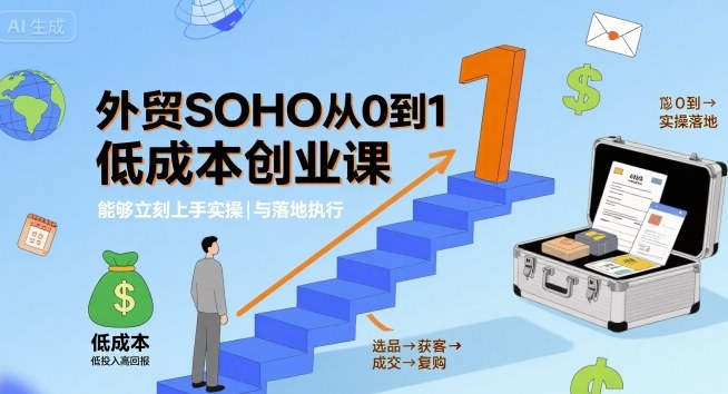 外贸SOHO从0到1低成本创业课，能够立刻上手实操与落地执行采购|汽车产业|汽车配件|机加工蚂蚁智酷企业交流社群中心