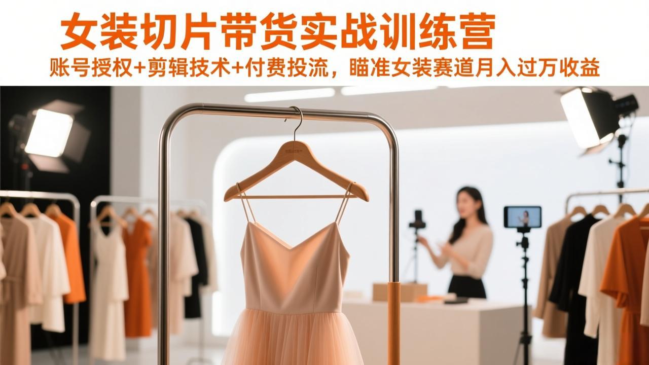 女装切片带货实战训练营，账号授权+剪辑技术+付费投流，瞄准女装赛道月入过万收益采购|汽车产业|汽车配件|机加工蚂蚁智酷企业交流社群中心