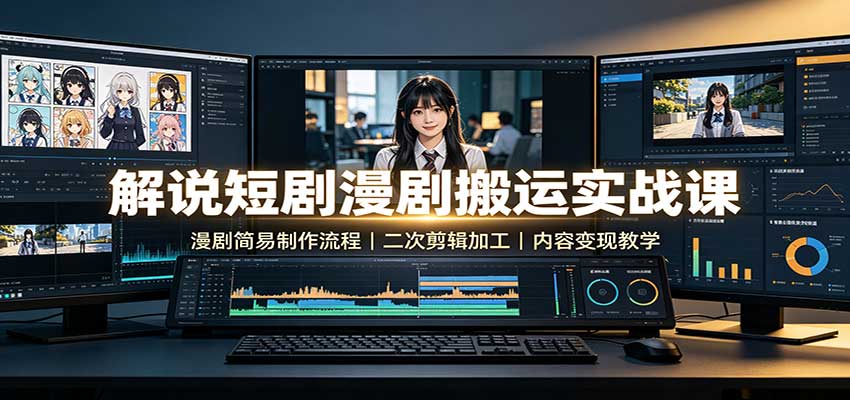 解说短剧漫剧搬运实战课:漫剧简易制作流程,二次剪辑加工,内容变现教学采购|汽车产业|汽车配件|机加工企业家交流社群中心