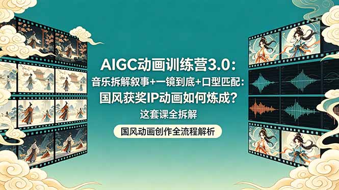 AIGC动画训练营3.0：音乐拆解叙事+一镜到底+口型匹配：国风获奖IP动画如何炼成？这套课全拆解采购|汽车产业|汽车配件|机加工企业家交流社群中心
